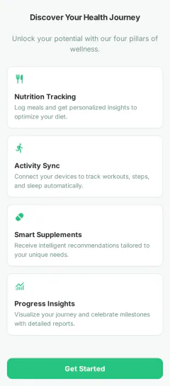 Nutricoach get started screen (2017)