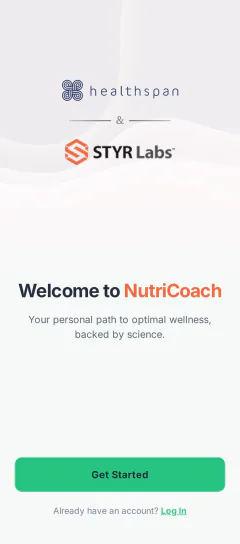 Healthspan Nutricoach home screen