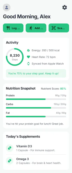 Healthspan Nutricoach welcome screen