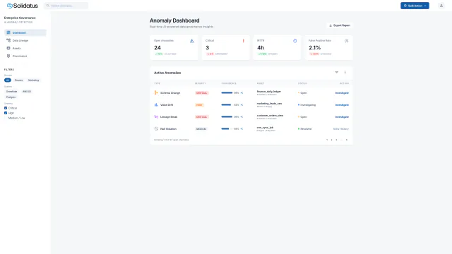 Solidatus anomaly dashboard