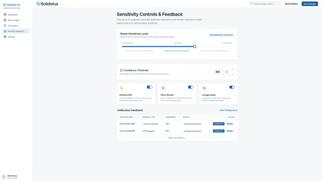 Solidatus sensitivity controls and feedback (DataGov AI)