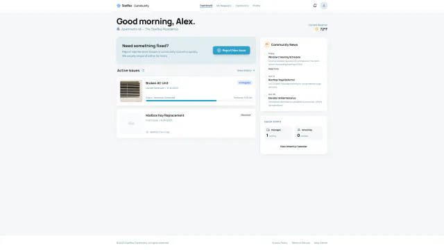 StarRez resident portal dashboard
