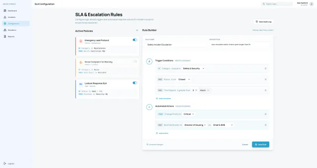 StarRez SLA and escalation builder